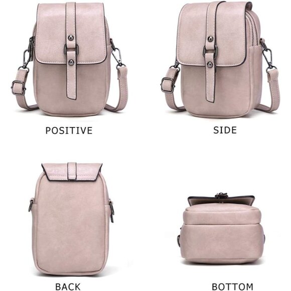 Women's Pink Vintage Cross Body Phone Bag Small Messenger Shoulder Handbag - Picture 6 of 7